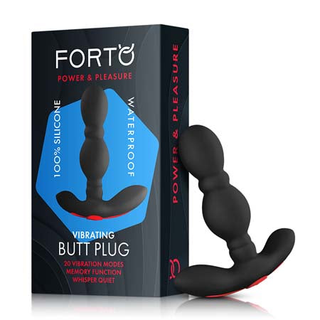 Forto Vibrating Anal Plug Rechargeable Silicone Black-0